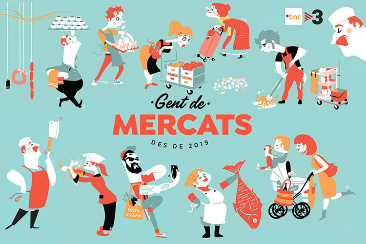 GENT DE MERCATS. Ilustraciones para el programa "Gent de Mercats" producido por Benecé para TV3. Illustrations for the "Gent de Mercats" (People of Markets) program produced by Benecé Produccions for TV3