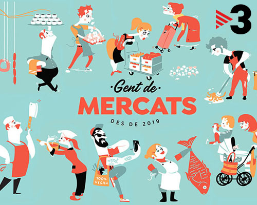 GENT DE MERCATS Ilustraciones para el programa "Gent de Mercats" producido por Benecé para TV3. | Il·lustracions pel programa "Gent de Mercats" produït per Benecé per a TV3. | Illustrations for the "Gent de Mercats" (People of Markets) program produced by Benecé Produccions for TV3