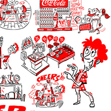 Illustrations for promotional material and explanatory video.
Communication campaign "There is a container of Coca-Cola for every moment" Art direction Emotion Experience.
